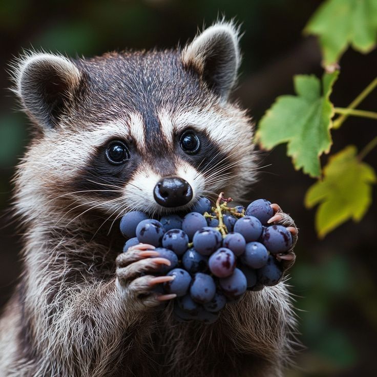 Raccoon with Grapes