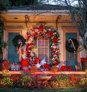 Christmas Decorated House Porch