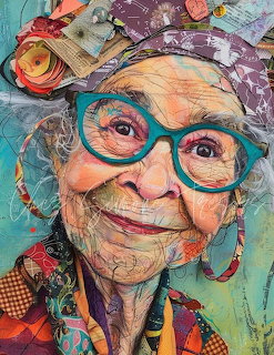 Elderly Woman in Colorful Glasses