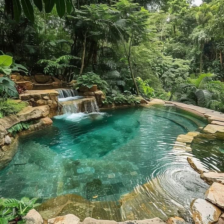 Tropical Pool Waterfall