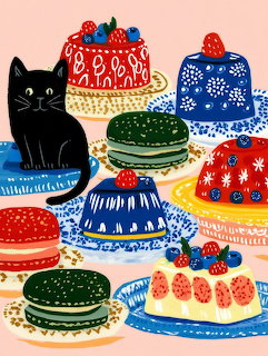 Cat with Decorated Cakes