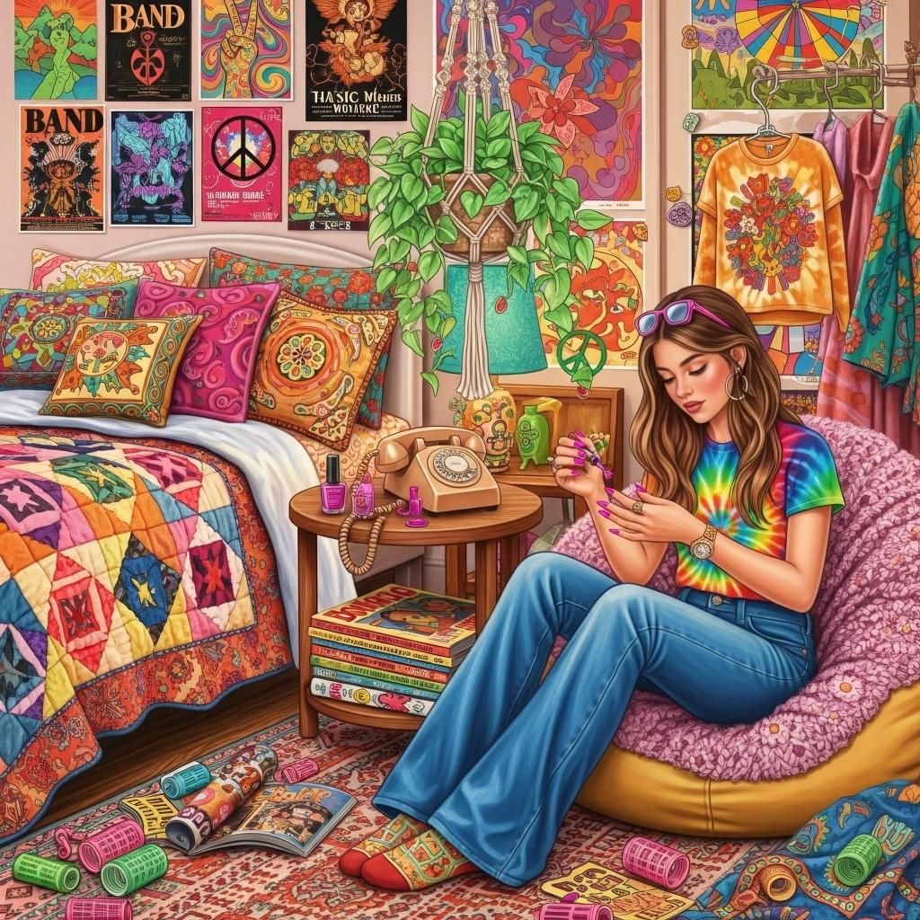 Colorful Bohemian Bedroom Scene