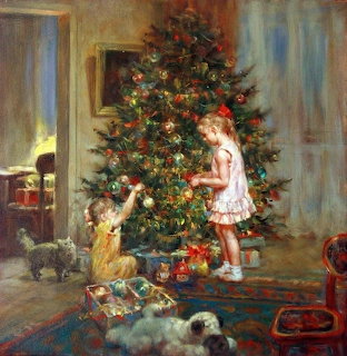 Children Decorating Christmas Tree