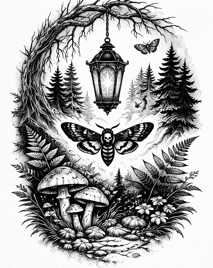 Forest Lantern and Moths