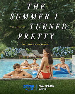 The Summer I Turned Pretty promotional poster with characters lounging around a swimming pool
