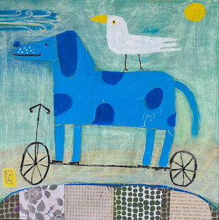 Blue Spotted Dog with Seagull