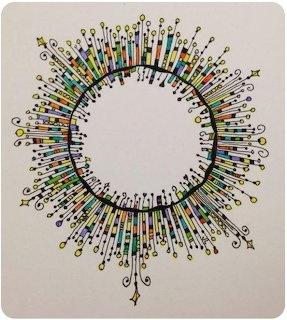 Abstract colorful circular line pattern on a white background