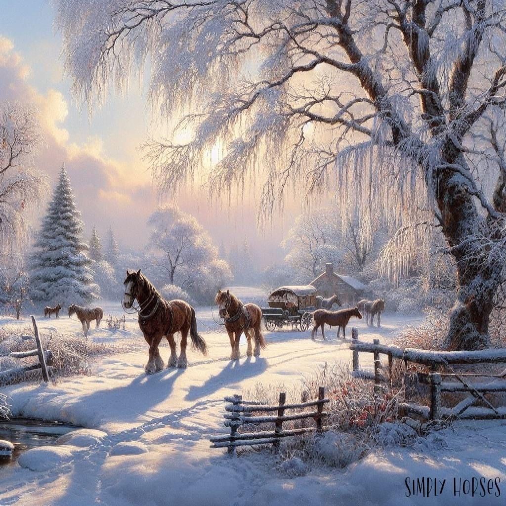 Winter Horses in Snow