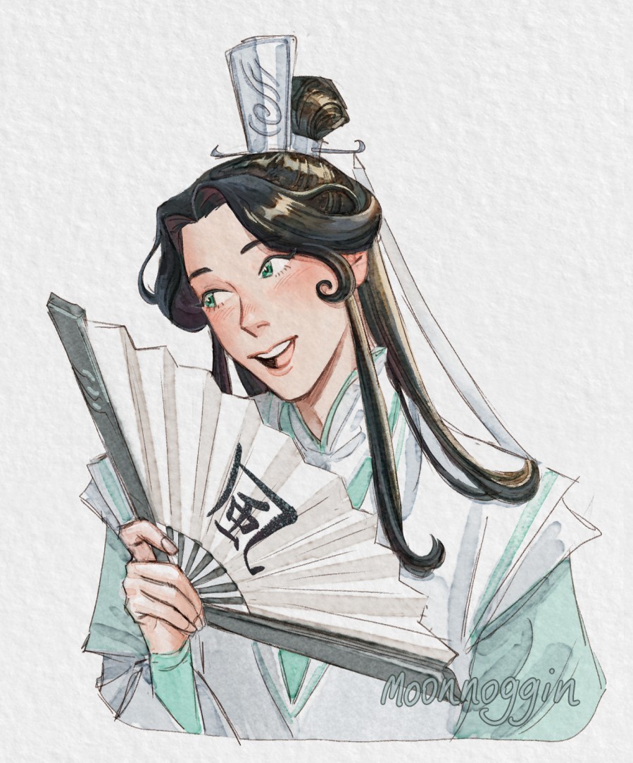 Illustration of Shi Qingxuan character in flowing robes