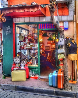 Colorful Vintage Shop Exterior