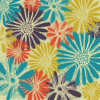 Colorful illustrated flowers overlapping in a bold floral pattern