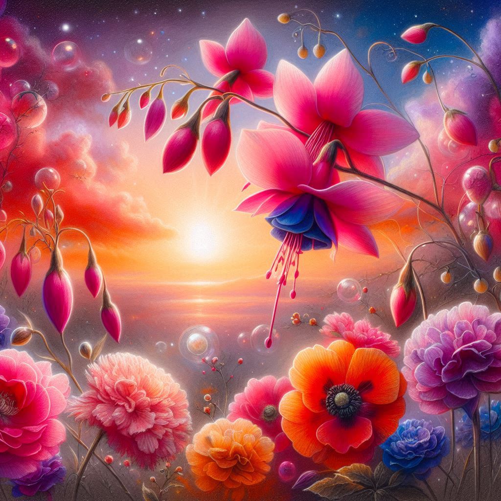 Fantasy Fuchsia Garden Sunset