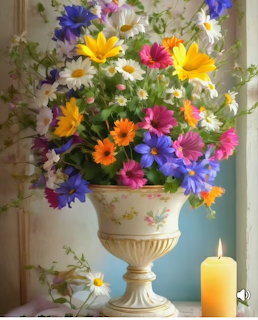 Colorful Flower Bouquet in Vase