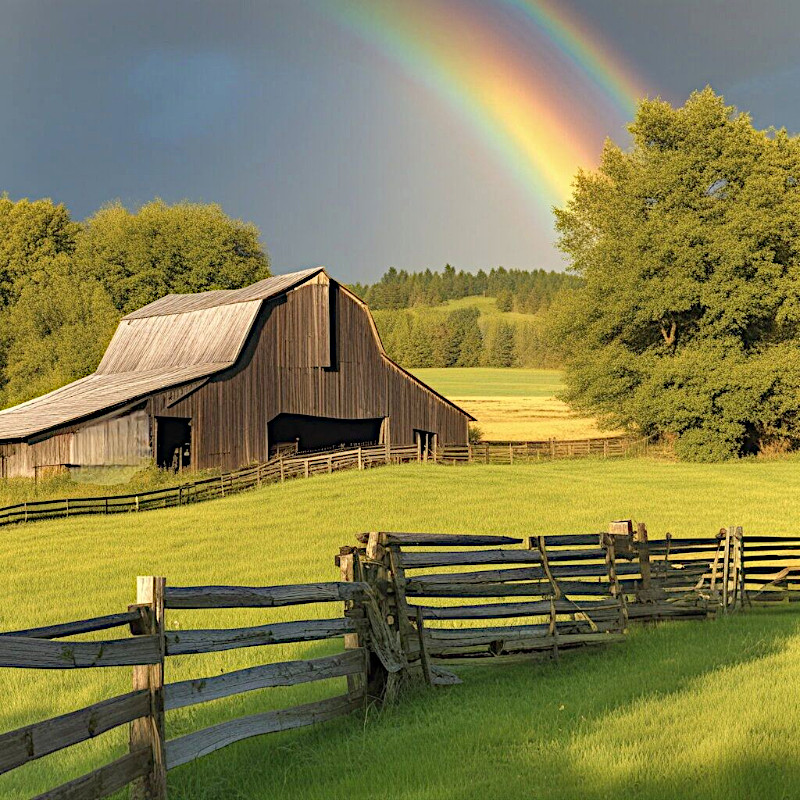 Barn Rainbow Countryside