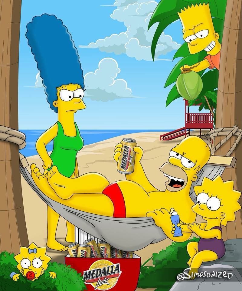 Simpsons cartoon characters in a colorful animated scene