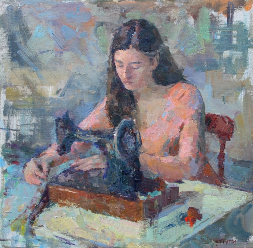 Woman Sewing Painting