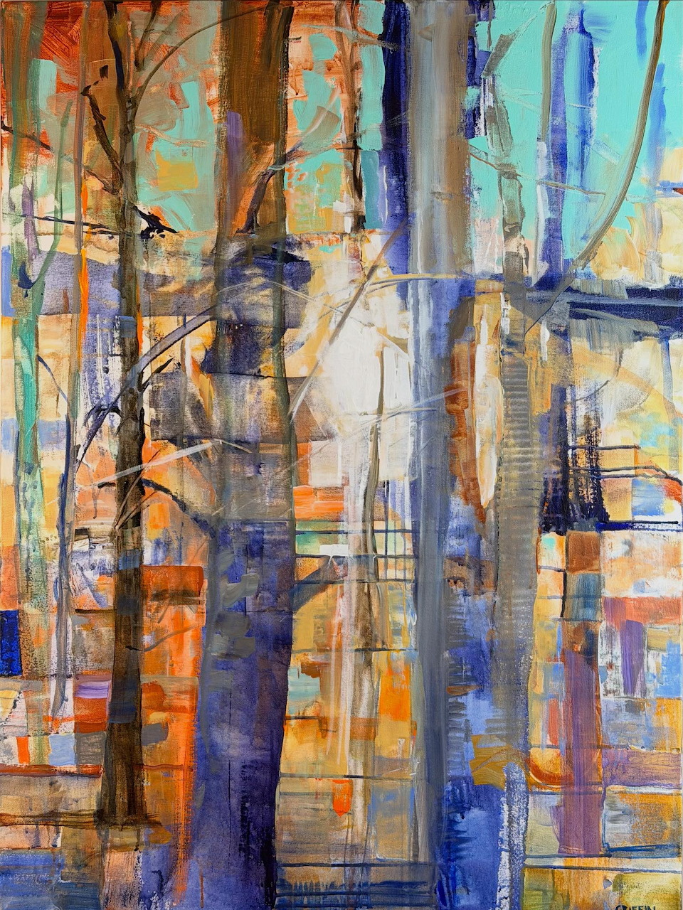 Abstract Forest Trees Painting