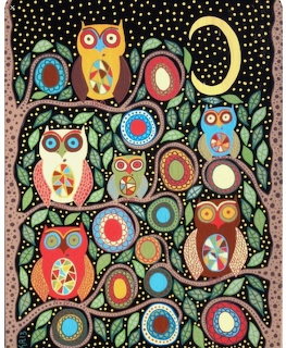 Whimsical Owls Folk Art