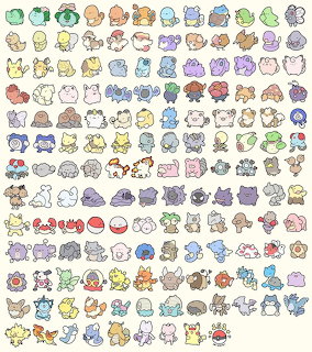 Grid showing all 151 original Pokémon characters in sprite artwork arranged in numerical order