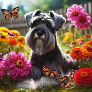 Cesky Terrier in Flower Garden
