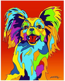 Colorful Papillon Dog Art