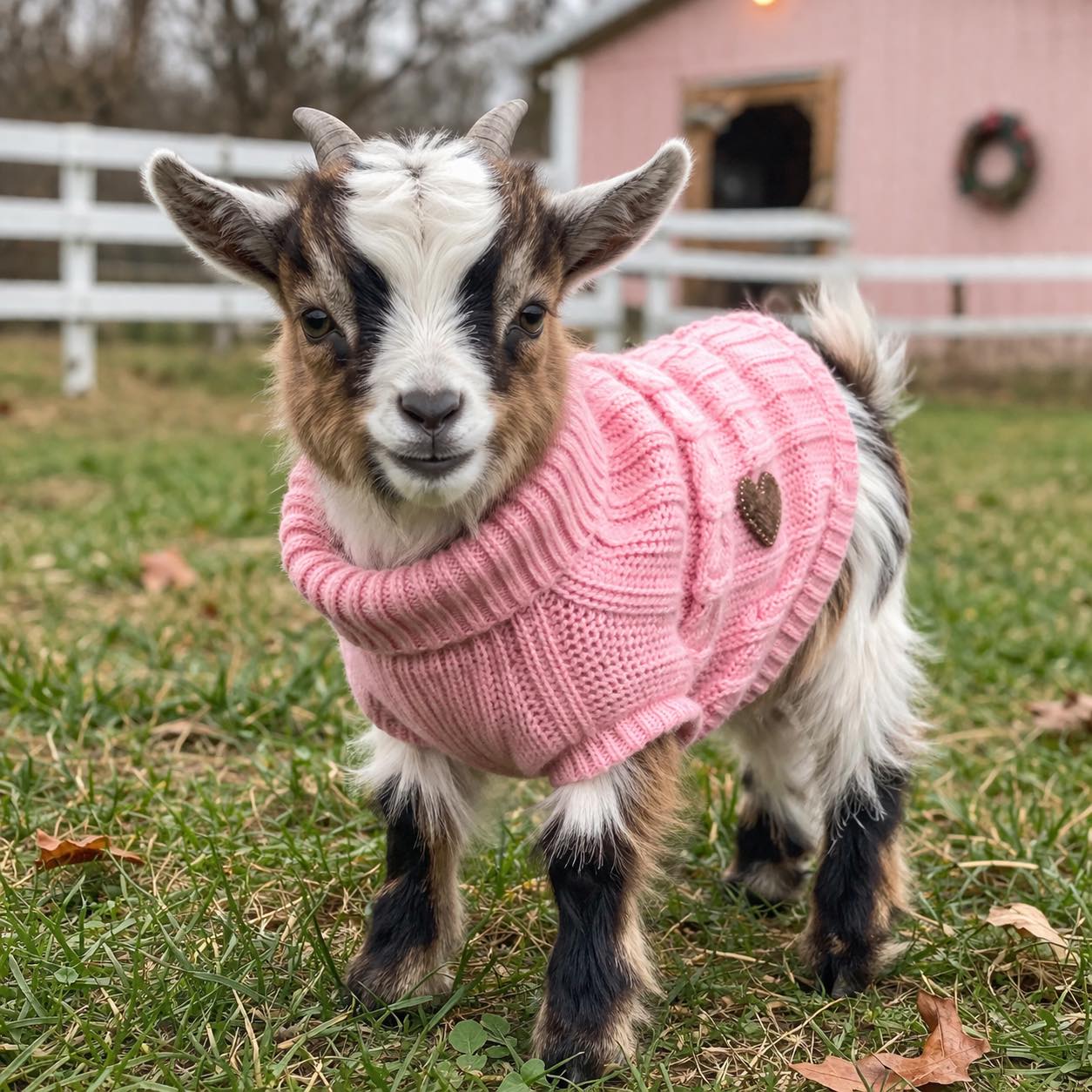 Baby Goat in Pink Sweater