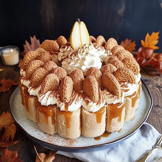 Charlotte Tiramisu Speculoos Pear Cake