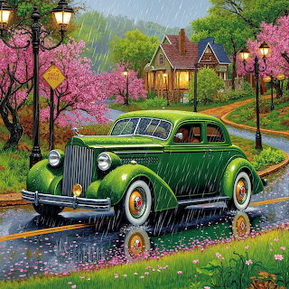 Spring Rain vintage car