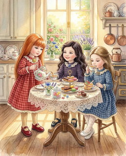 Girls Tea Party Illustration