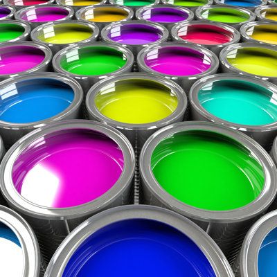 Abstract image of colorful paint splashes and swirls blending together