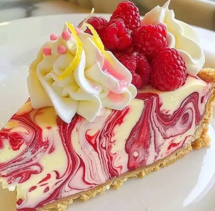 Raspberry Swirl Cheesecake Slice