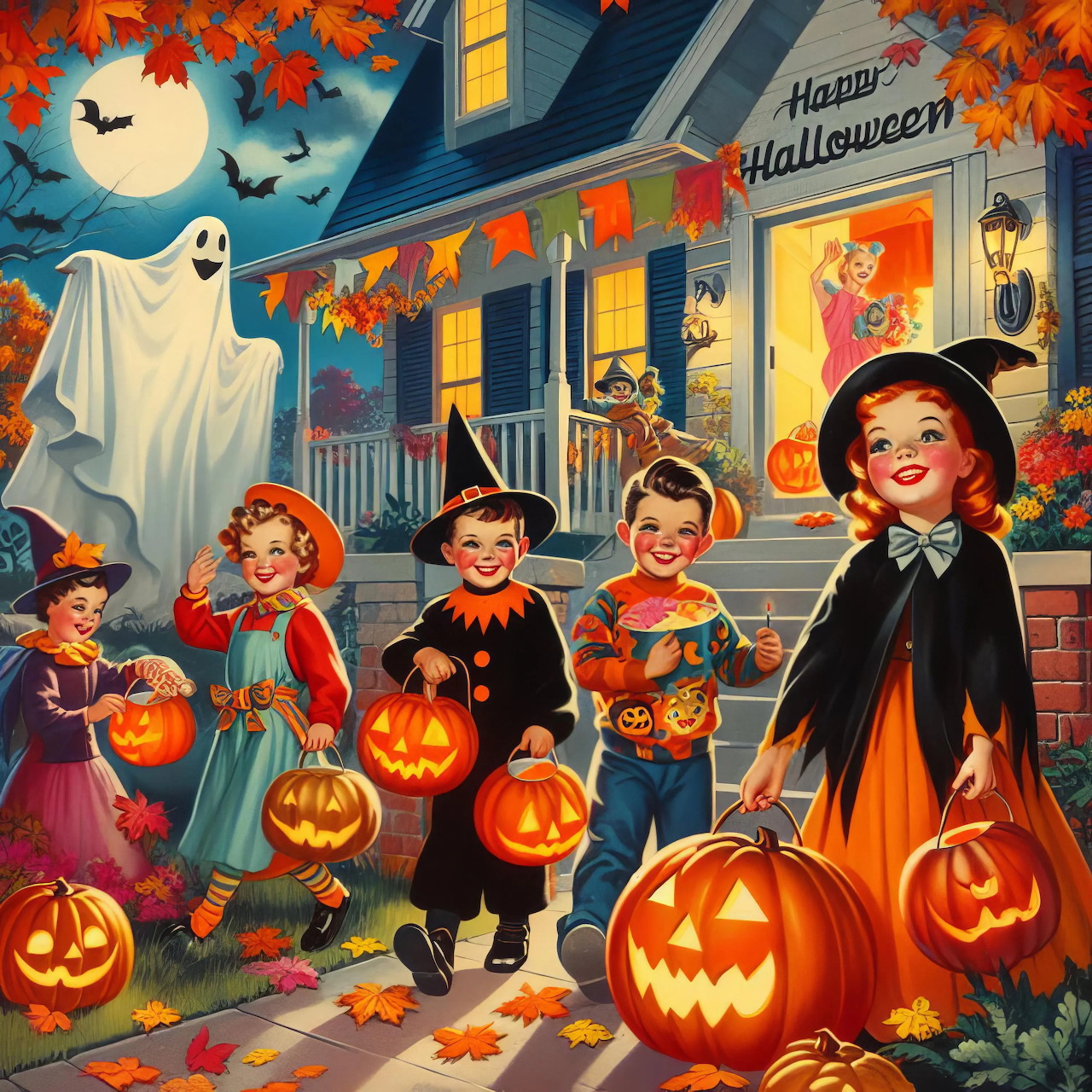 Vintage Halloween Trick-or-Treaters