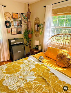 Retro Yellow Floral Bedroom
