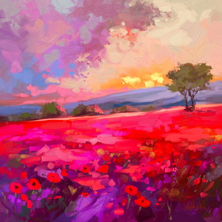 Poppy Field at Sunset