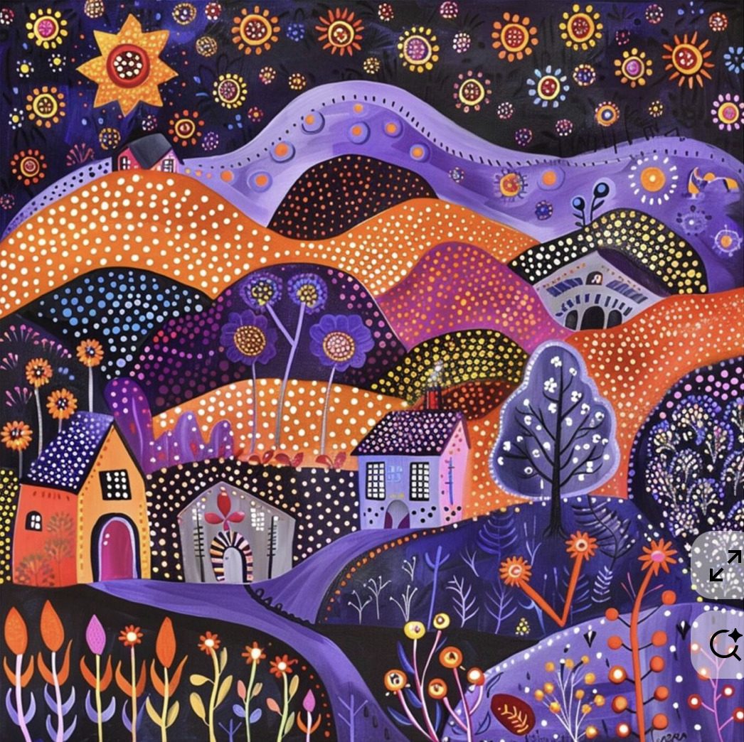 Whimsical Village Illustration