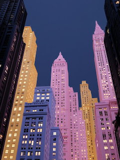 Colorful City Skyscrapers at Night