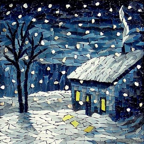 Snowy Cottage Mosaic