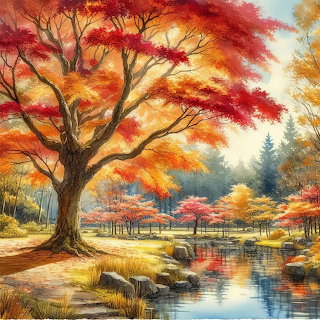 Autumn Landscape with Vibrant Trees