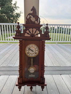 Vintage Wooden Clock with Horse