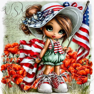 Patriotic Cartoon Girl