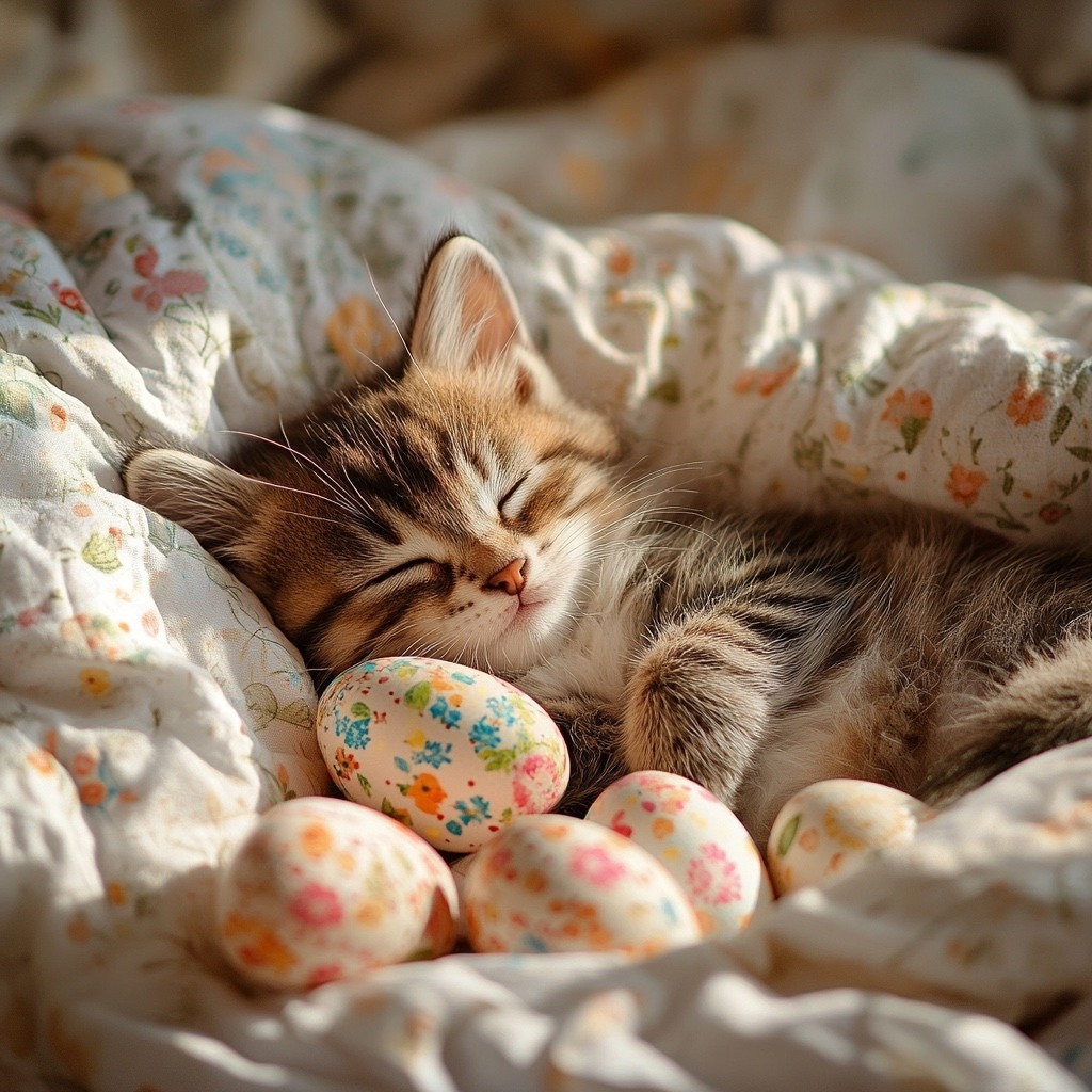 Easter Kitten Sleeping