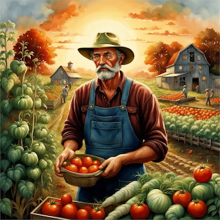 Farmer with Tomato Harvest