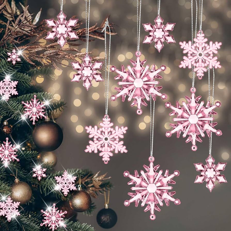 Pink Snowflake Ornaments