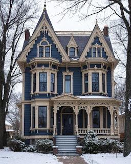 Victorian Mansion Winter Snow