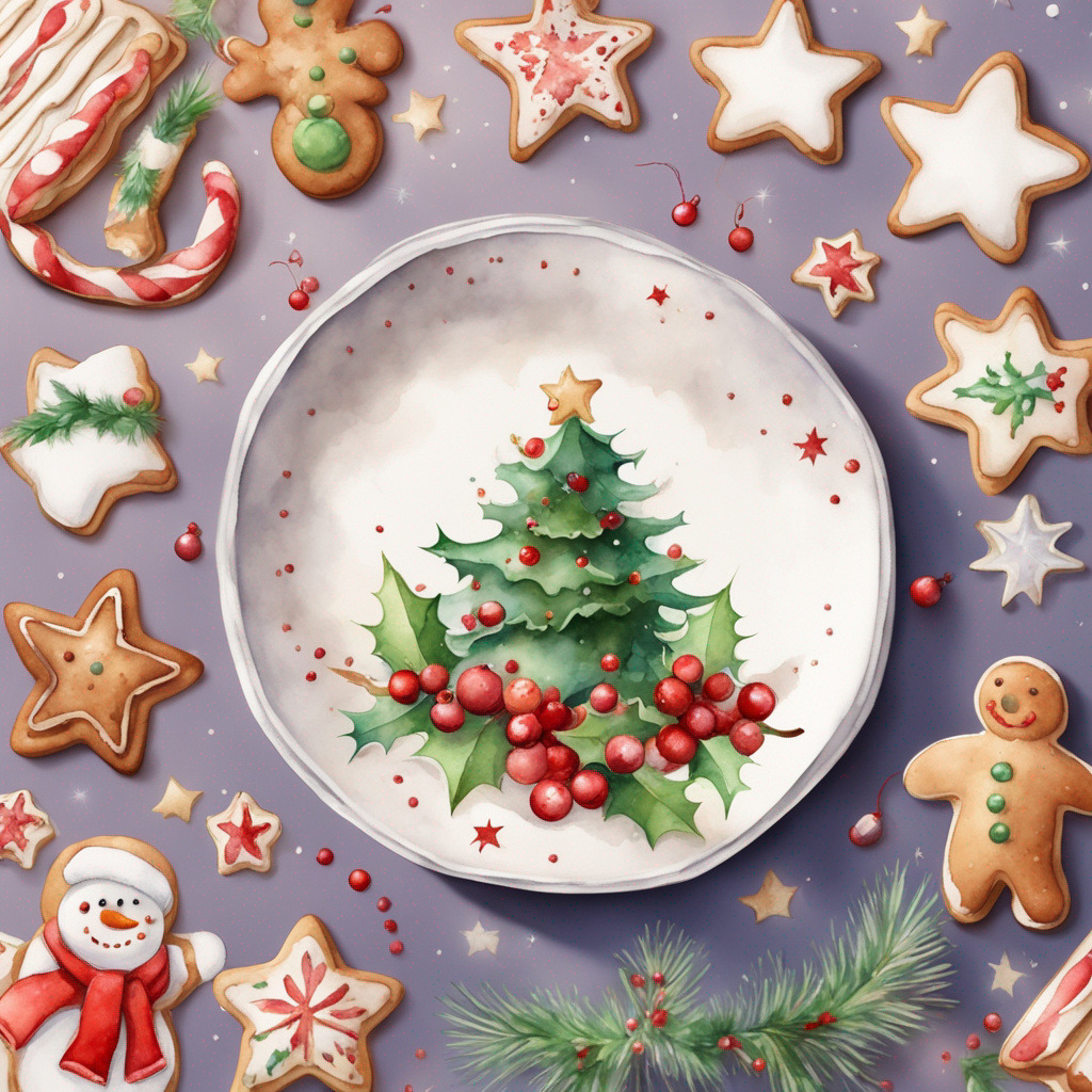 Christmas Cookies and Decorated Plate