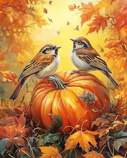 Autumn Pumpkin Birds