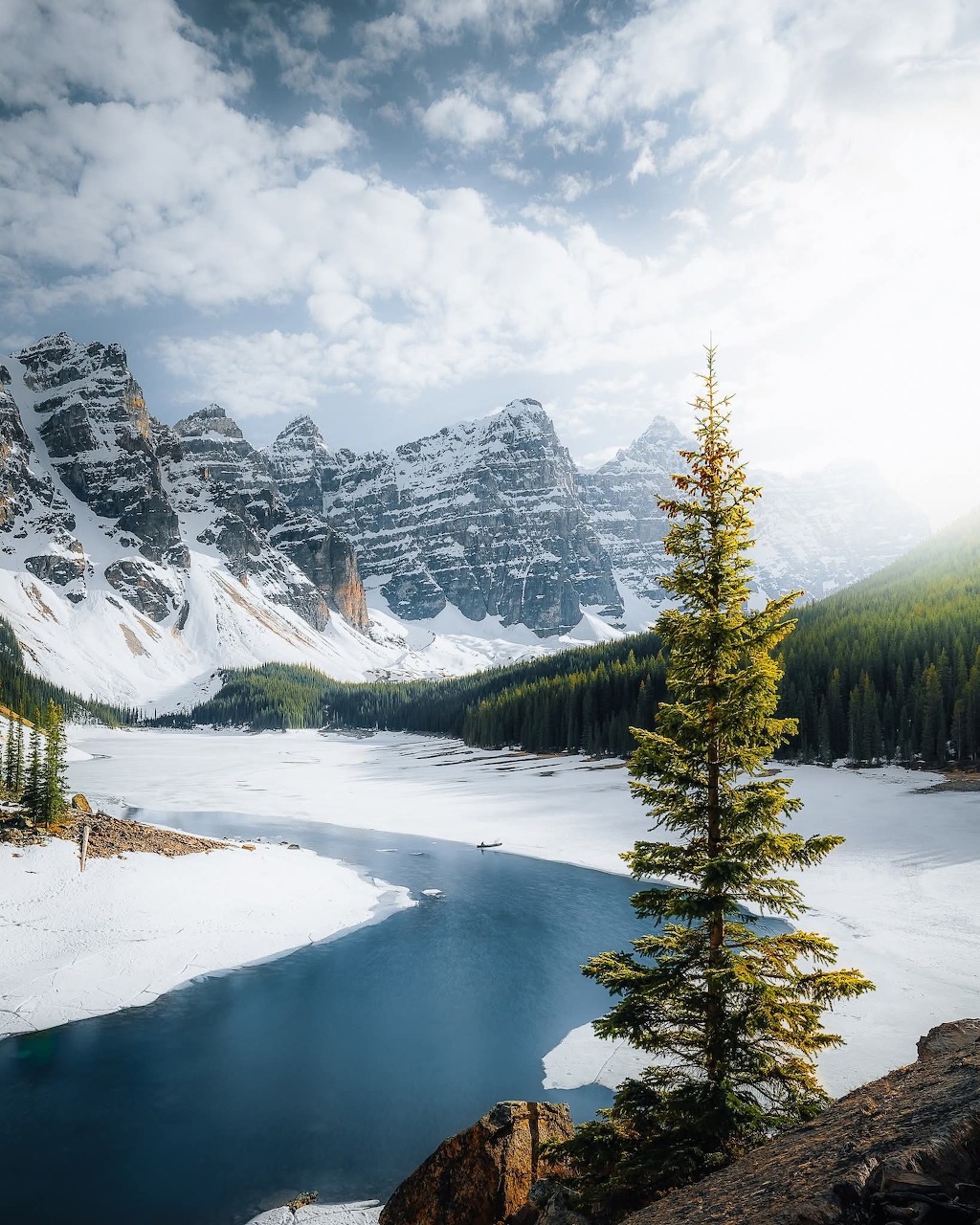 Mountain landscape with lake and reflected peaks