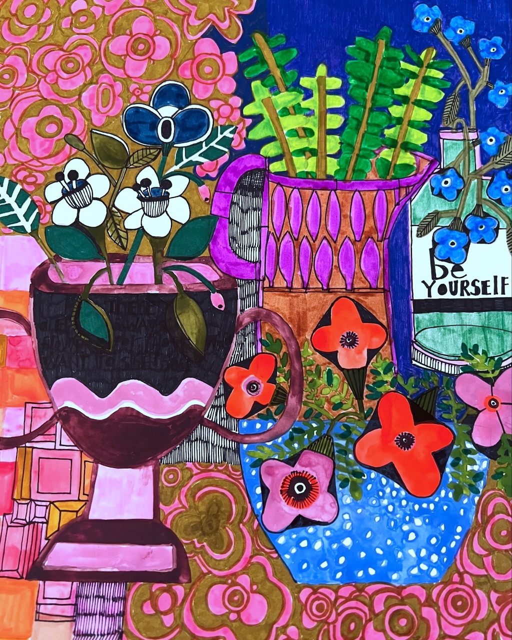 Colorful Folk Art Still Life