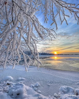 Winter Sunset Frozen Lake