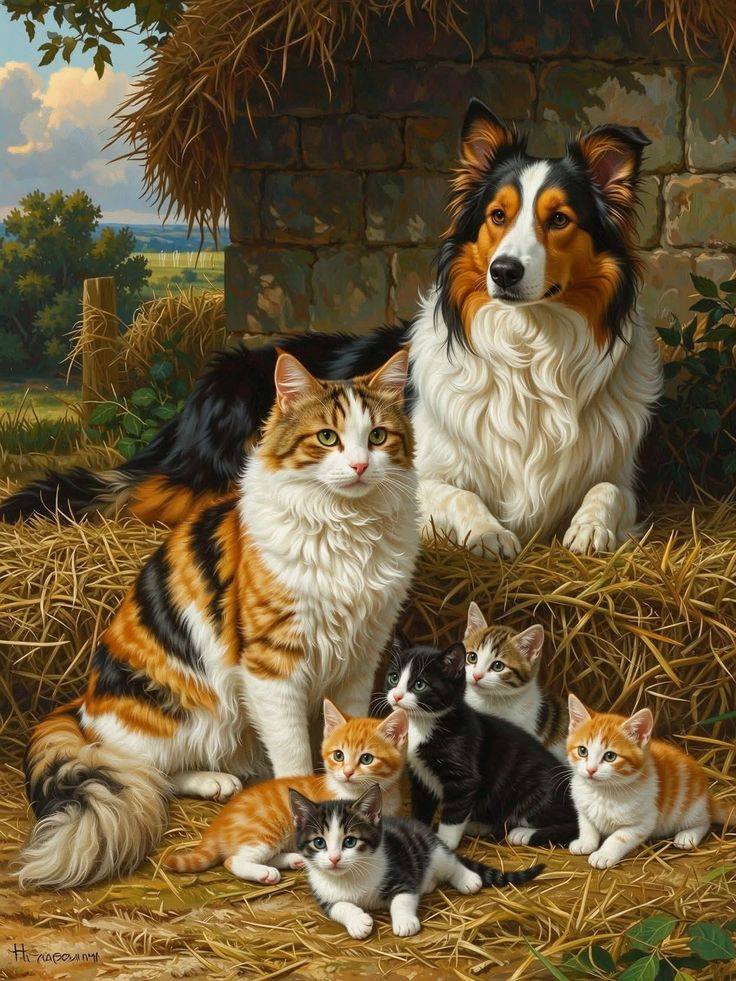 Farm Animals with Kittens